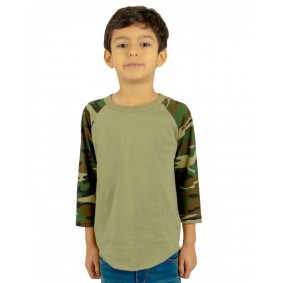 SHRAGCY Shaka Wear Youth Three Quarter Sleeve Camo Raglan T-Shirt