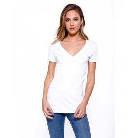 ST1412 StarTee Ladies' CVC V Neck T-Shirt