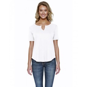 ST1422 StarTee Ladies' CVC Slit V Neck T-Shirt