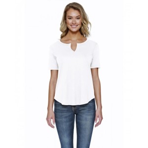 ST1422 StarTee Ladies' CVC Slit V Neck T-Shirt