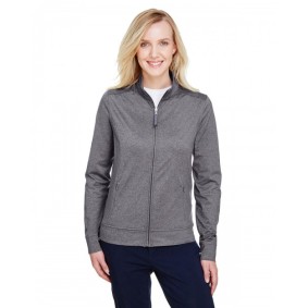 UC400W UltraClub Ladies' Navigator Heather Performance Full-Zip Moisture Wicking Shirt