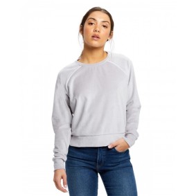 US538 US Blanks Ladies' Velour Long Sleeve Crop Top