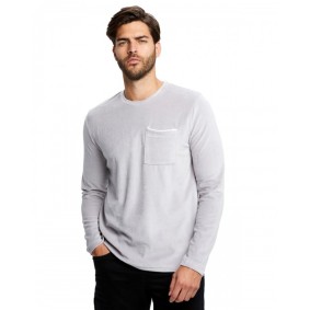 US5594 US Blanks Unisex Velour Long Sleeve Pocket T Shirt