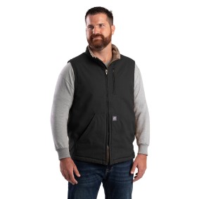 V818 Berne Men's Heartland Sherpa Lined Washed Duck Vest